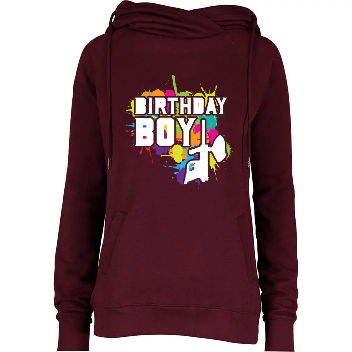 Paintball Birthday Party Theme Womens Funnel Neck Pullover Hood