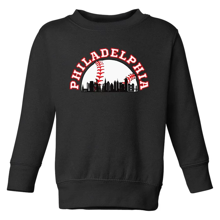 Philadelphia Baseball Philadelphia Cityscape Skyline Toddler Sweatshirt