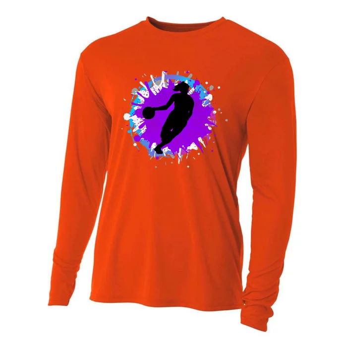 Purple Basketball Player Coach Coaching Motivational Gift Cooling Performance Long Sleeve Crew