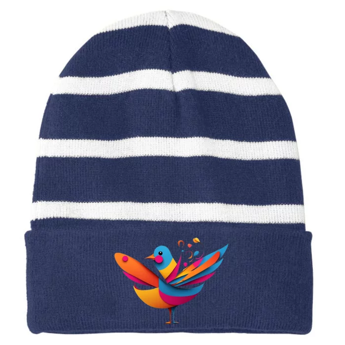 Paper Bird Striped Beanie with Solid Band