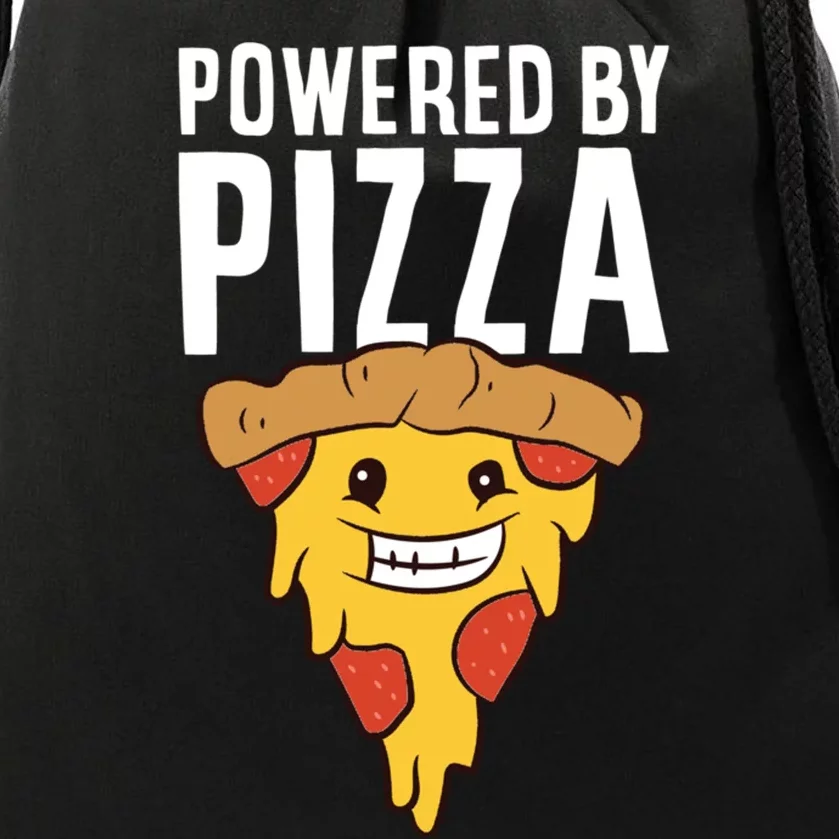 Powered By Pizza Funny Pizza Drawstring Bag