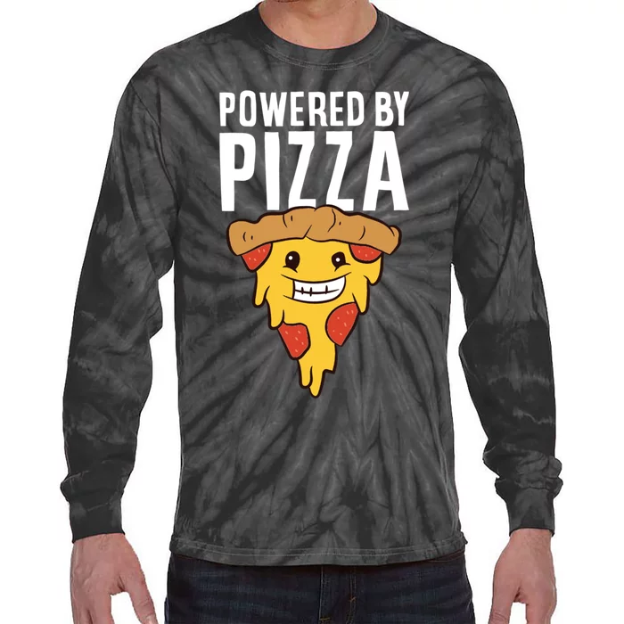 Powered By Pizza Funny Pizza Tie-Dye Long Sleeve Shirt