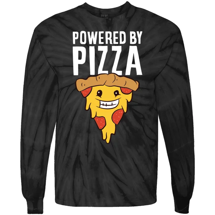 Powered By Pizza Funny Pizza Tie-Dye Long Sleeve Shirt