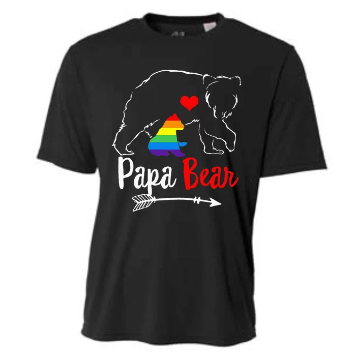 Papa Bear Proud Dad Daddy Ally LGBTQ Rainbow Flag Human Cooling Performance Crew T-Shirt