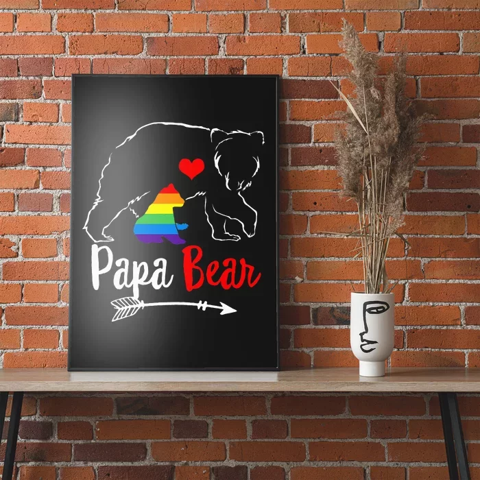 Papa Bear Proud Dad Daddy Ally LGBTQ Rainbow Flag Human Poster