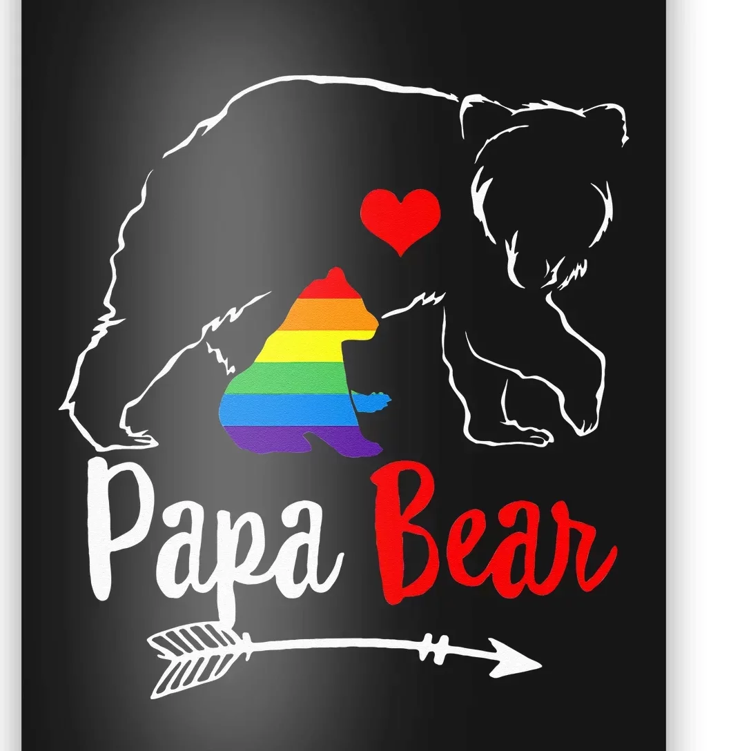 Papa Bear Proud Dad Daddy Ally LGBTQ Rainbow Flag Human Poster