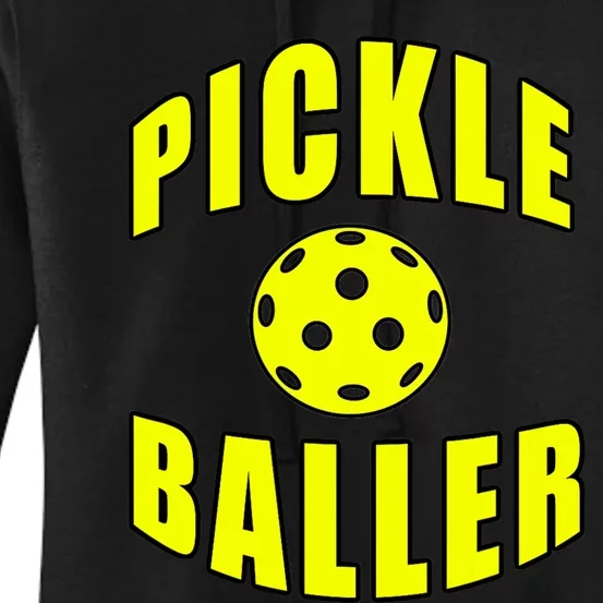 Pickle Baller Pickleball Player Design Women's Pullover Hoodie