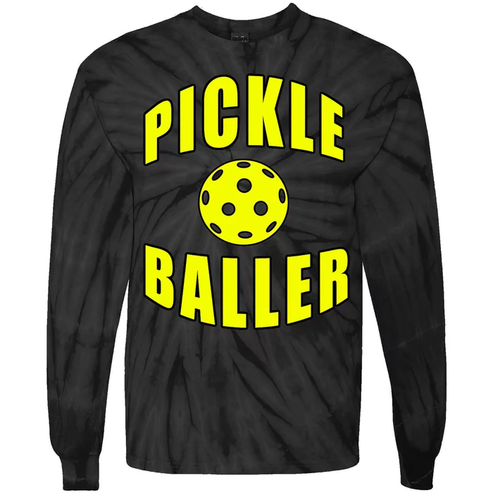 Pickle Baller Pickleball Player Design Tie-Dye Long Sleeve Shirt