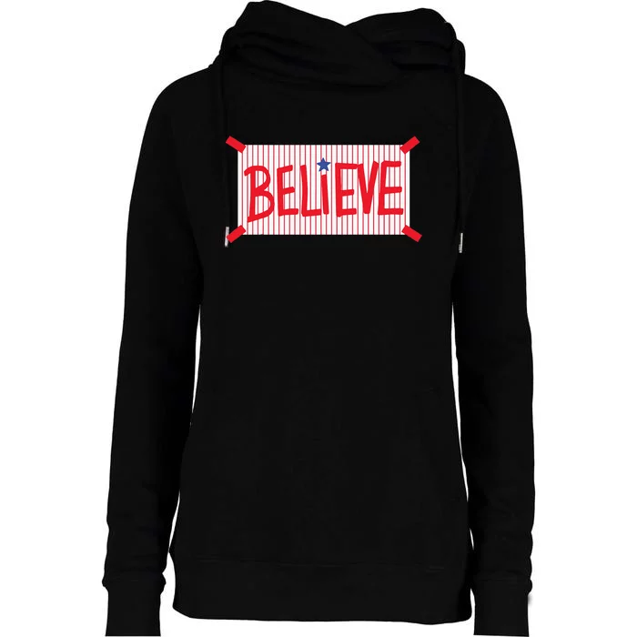 P.H.I.L.L.Y Believe Philadelphia Womens Funnel Neck Pullover Hood