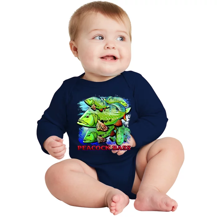 Peacock Bass Baby Long Sleeve Bodysuit