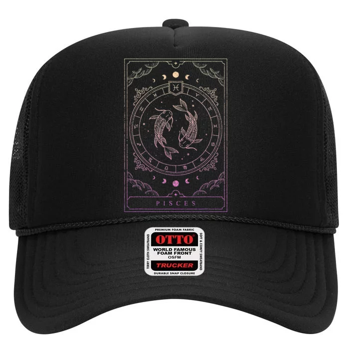 Pisces Birthday Present Wo Zodiac Sign Pisces High Crown Mesh Trucker Hat