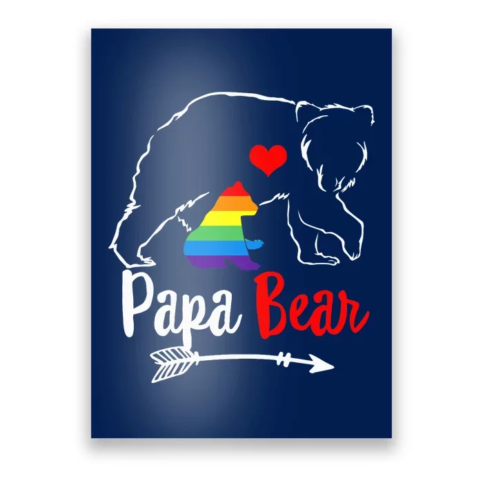 Papa Bear Proud Dad Daddy Ally LGBTQ Rainbow Flag Human Poster