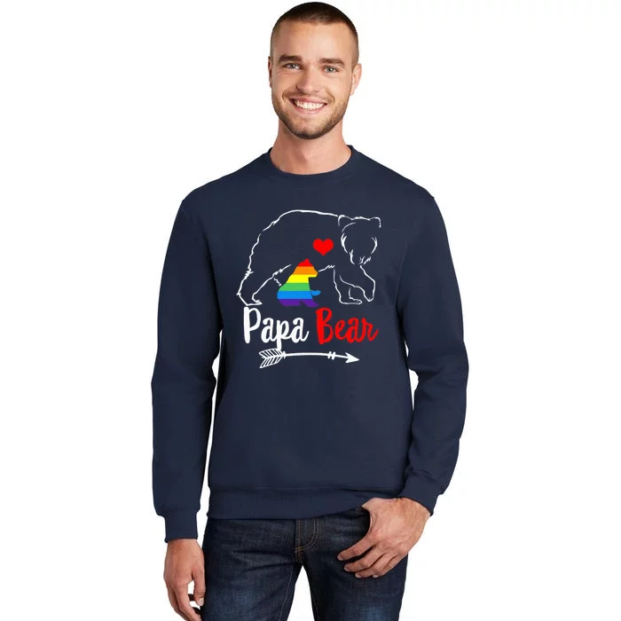 Papa Bear Proud Dad Daddy Ally LGBTQ Rainbow Flag Human Tall Sweatshirt