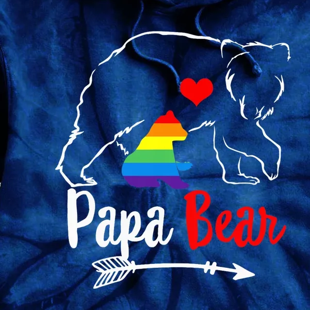 Papa Bear Proud Dad Daddy Ally LGBTQ Rainbow Flag Human Tie Dye Hoodie