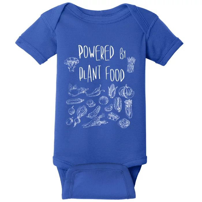 Powered By Plant Food Cool Veggie Design Gift For Vegans Gift Baby Bodysuit