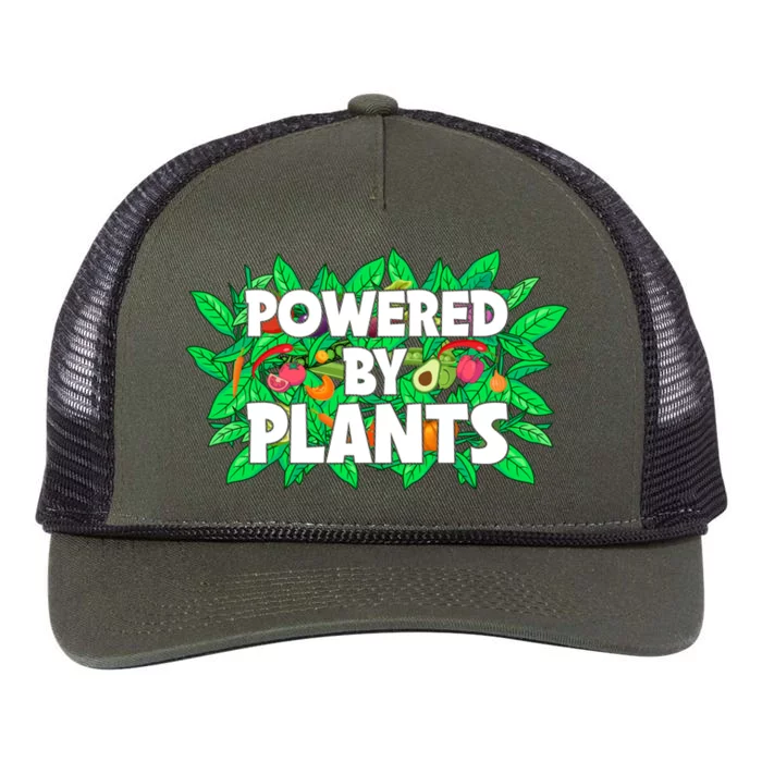 Powered By Plants Cute Gift Retro Rope Trucker Hat Cap