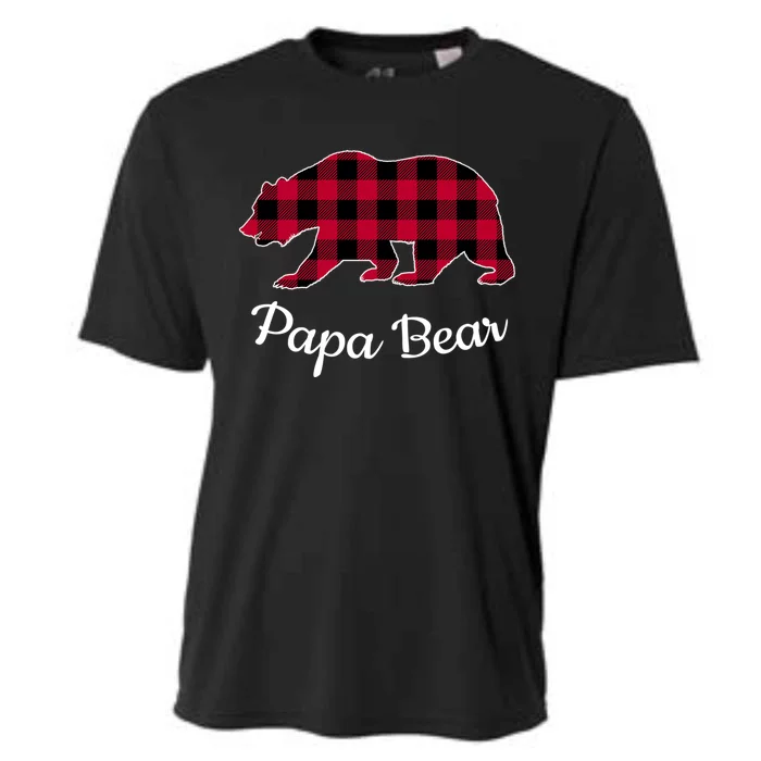 Papa Bear Pajama Red Buffalo Plaid Gift Cooling Performance Crew T-Shirt