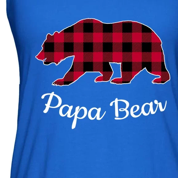 Papa Bear Pajama Red Buffalo Plaid Gift Ladies Essential Flowy Tank