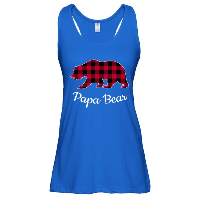 Papa Bear Pajama Red Buffalo Plaid Gift Ladies Essential Flowy Tank