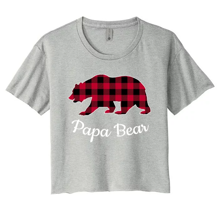 Papa Bear Pajama Red Buffalo Plaid Gift Women's Crop Top Tee