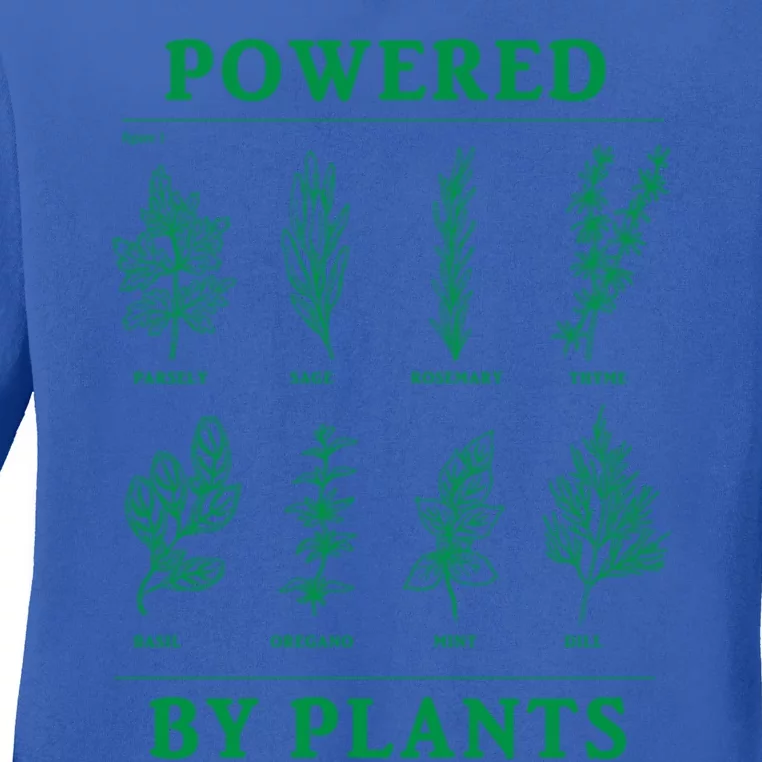 Powered By Plants Vegan Vegetarian Plantgiftbased Gift Ladies Long Sleeve Shirt