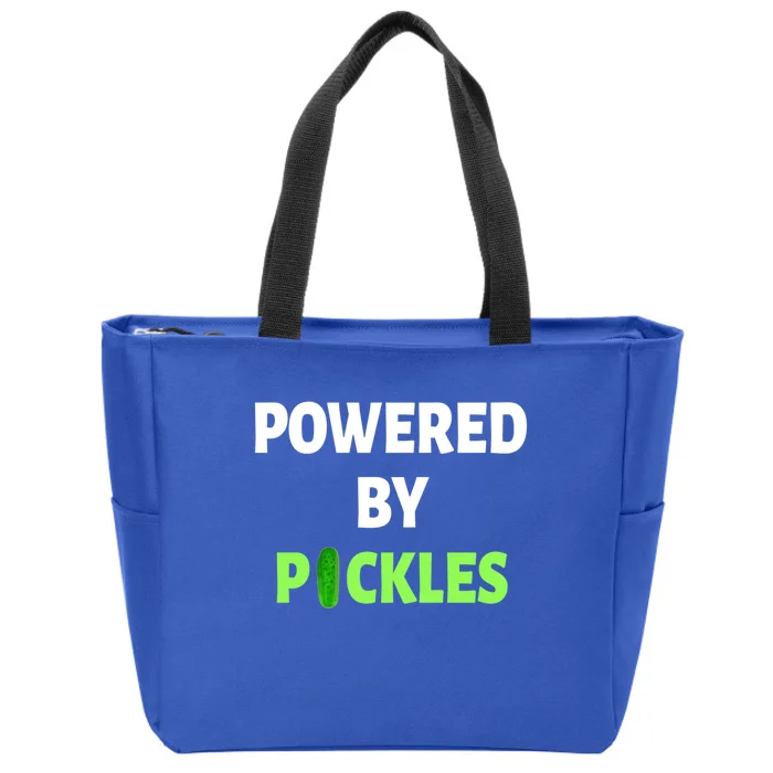 Powered By Pickles Funny Dill Pickle Lover Gift Veggie Food Gift Zip Tote Bag