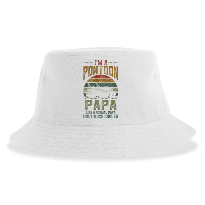 Pontoon Boat Papa Fathers Day Boating Captain Grandpa Sustainable Bucket Hat