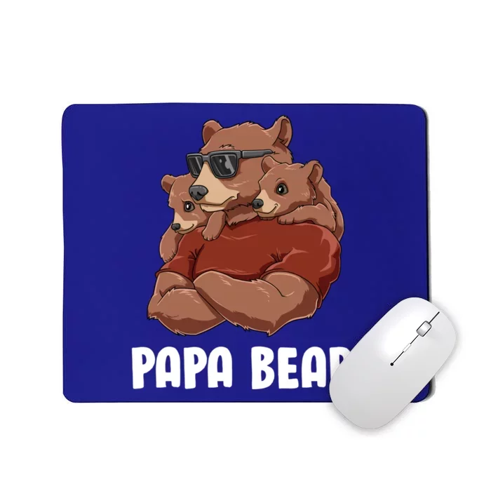 Papa Bear Papa Of Twins Siblings Daughter Son Papa Bear Gift Mousepad