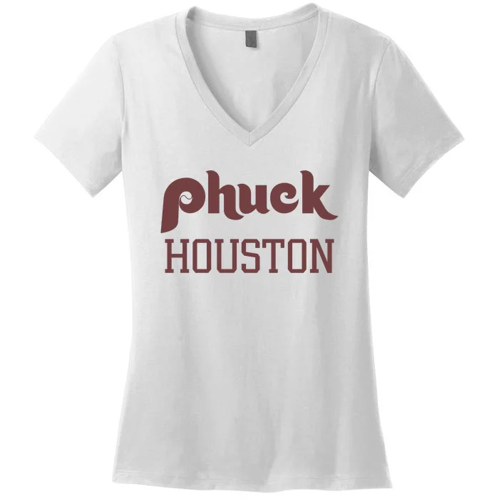 Philadelphia Baseball Phuck Houston Women's V-Neck T-Shirt