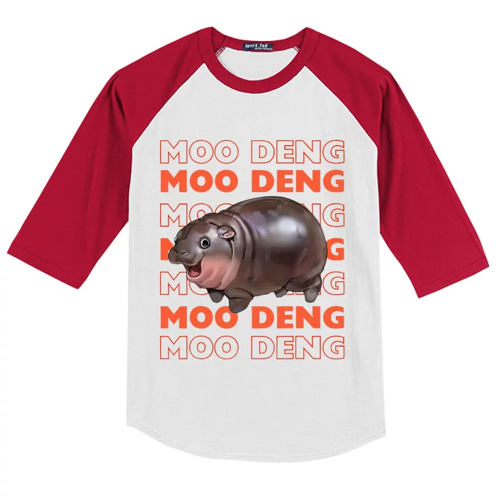 Pygmy Bouncy Pig In Thai Costume Moo Deng Kids Colorblock Raglan Jersey