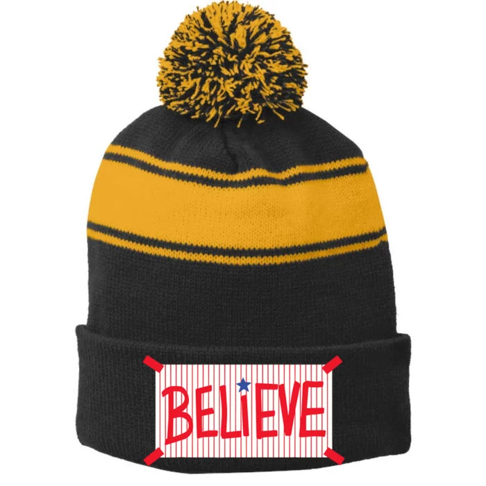 Philadelphia Believe Stripe Pom Pom Beanie