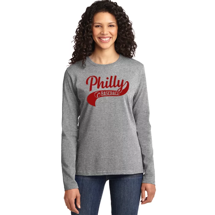 Philly Baseball Player Ladies Long Sleeve Shirt