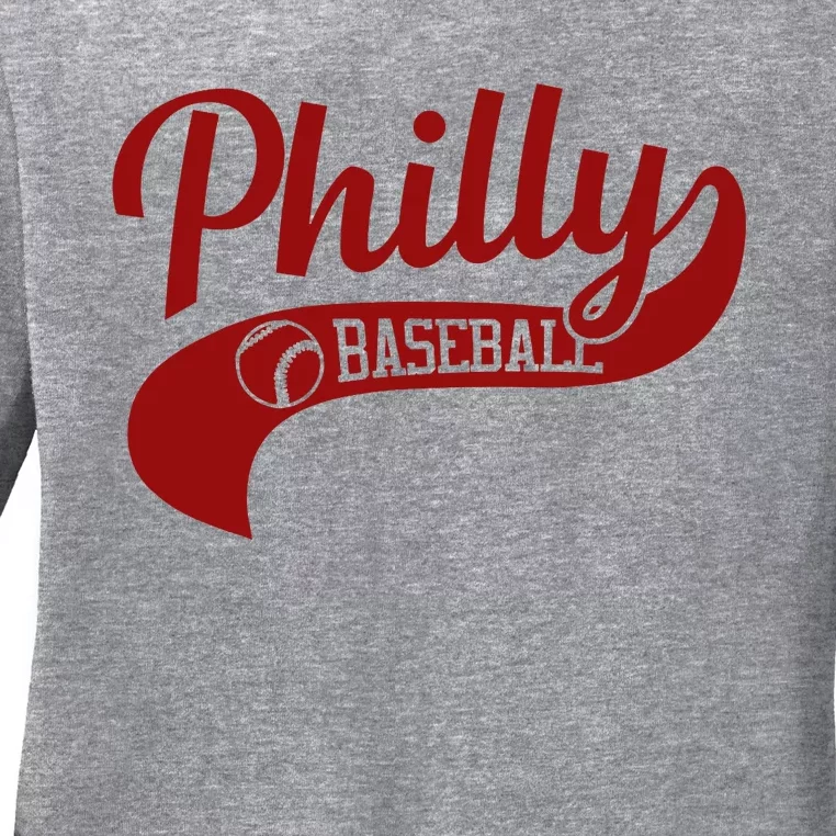 Philly Baseball Player Ladies Long Sleeve Shirt