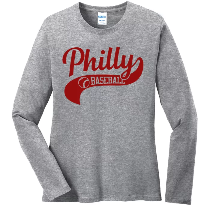 Philly Baseball Player Ladies Long Sleeve Shirt