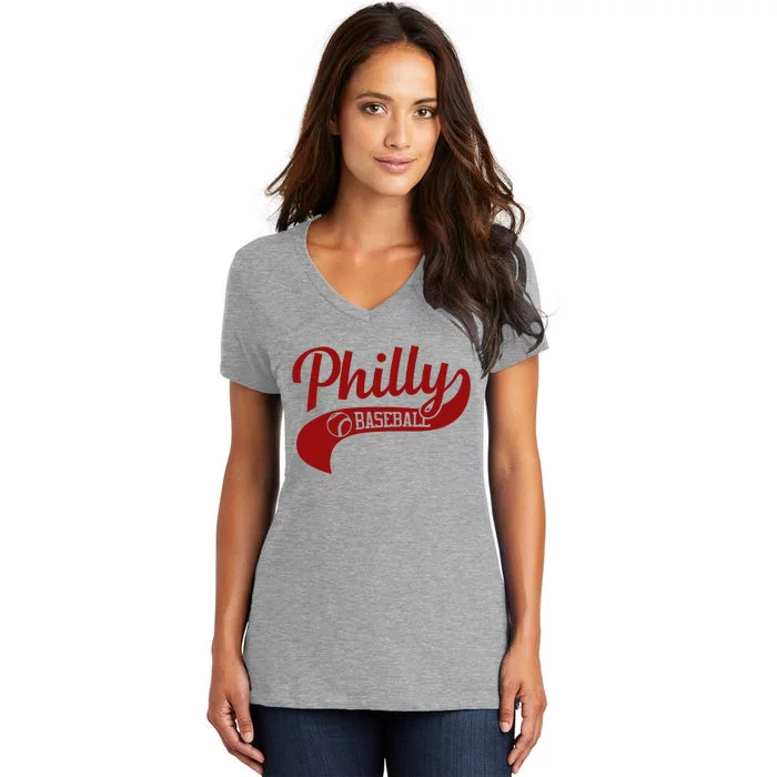 Philly Baseball Player Women's V-Neck T-Shirt