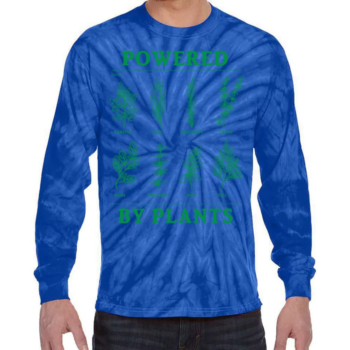 Powered By Plants Vegan Vegetarian Plantmeaningful Giftbased Gift Tie-Dye Long Sleeve Shirt