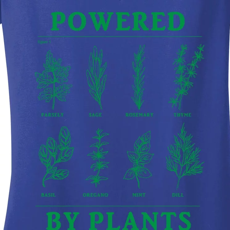 Powered By Plants Vegan Vegetarian Plantmeaningful Giftbased Gift Women's V-Neck T-Shirt