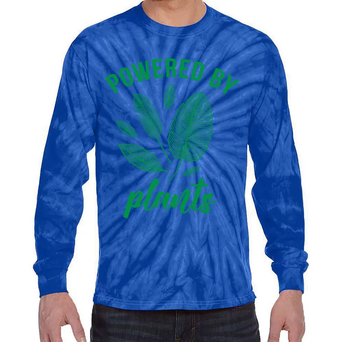 Powered By Plants Vegan Vegetarian Plantgreat Giftbased Gift Tie-Dye Long Sleeve Shirt