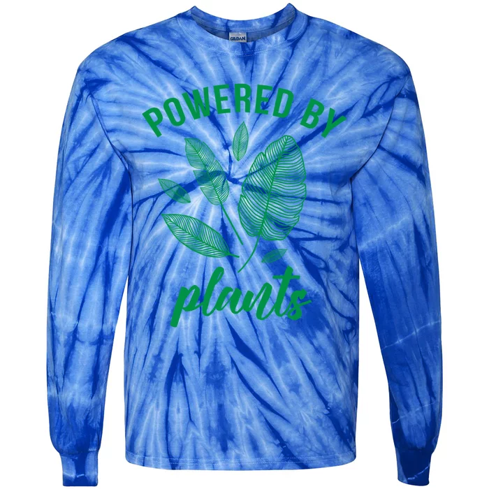 Powered By Plants Vegan Vegetarian Plantgreat Giftbased Gift Tie-Dye Long Sleeve Shirt