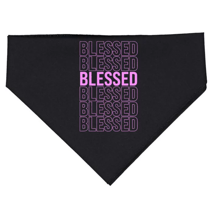 Pink BLESSED Pink Color Graphic USA-Made Doggie Bandana