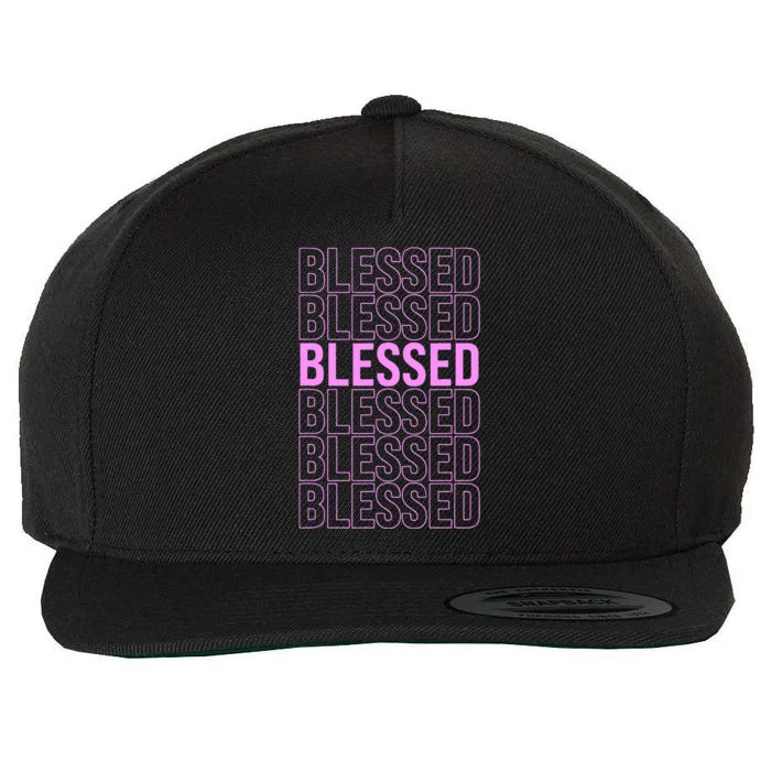 Pink BLESSED Pink Color Graphic Wool Snapback Cap