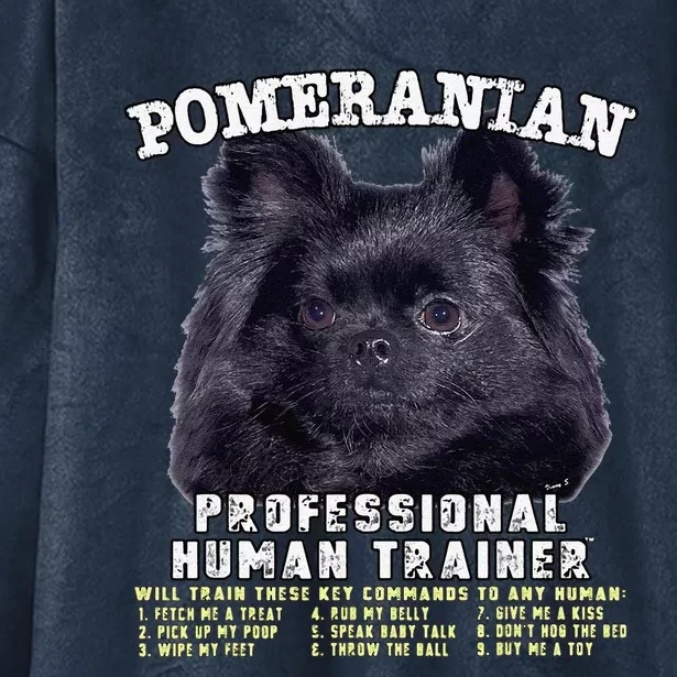 Pomeranian Black Professional Human Trainer Cute Dog Hooded Wearable Blanket