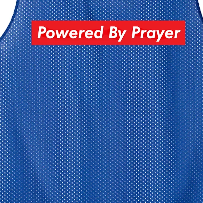 Powered By Prayer Jesus Believer Pray Christian Faith Pastor Cool Gift Mesh Reversible Basketball Jersey Tank