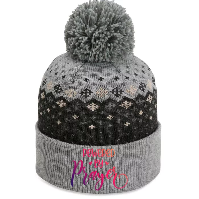 Powered By Prayer Gift Christian Faith Religious Outfit Gift The Baniff Cuffed Pom Beanie