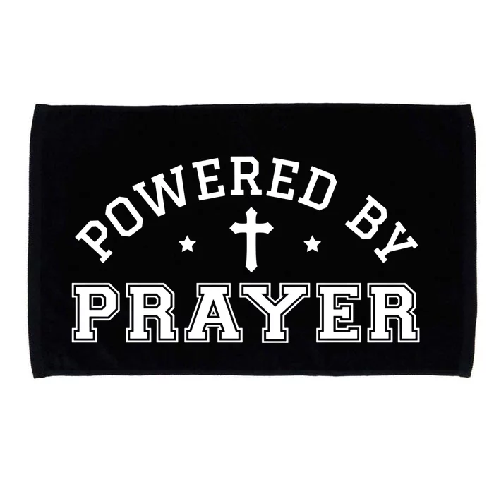 Powered By Prayer Praying Christian Cross Jesus Follower Great Gift Microfiber Hand Towel