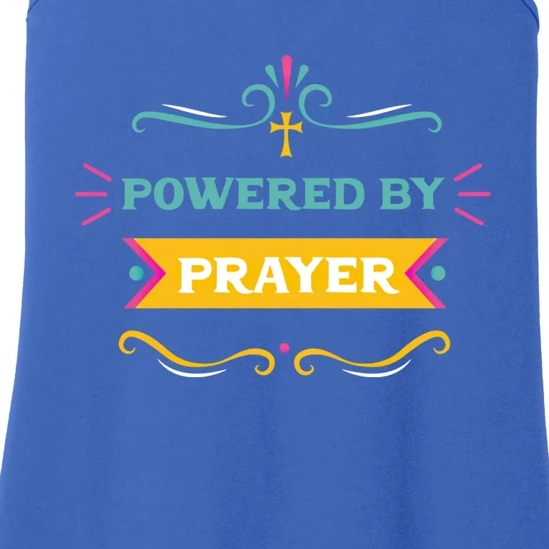 Powered By Prayer Christian Cross Jesus Believer Praying Fan Cute Gift Ladies Essential Tank