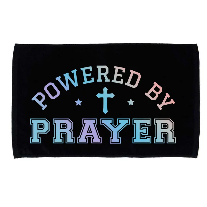 Powered By Prayer Praying Christian Cross Jesus Follower Gift Microfiber Hand Towel