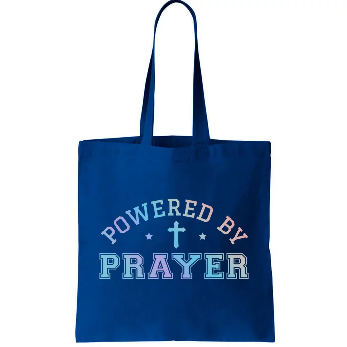 Powered By Prayer Praying Christian Cross Jesus Follower Gift Tote Bag