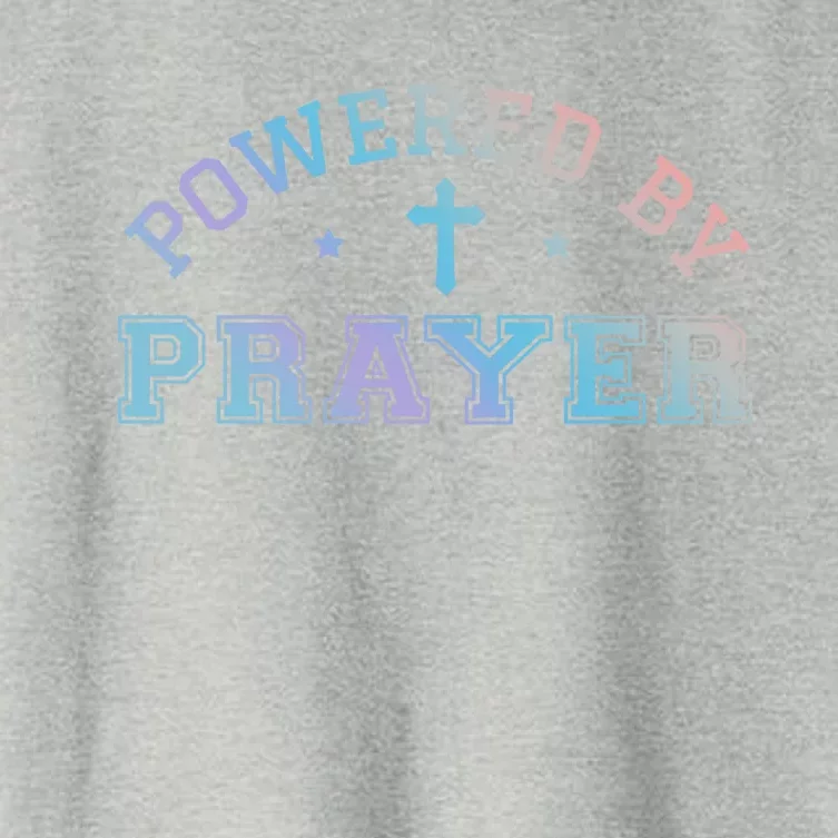 Powered By Prayer Praying Christian Cross Jesus Follower Gift Women's Crop Top Tee