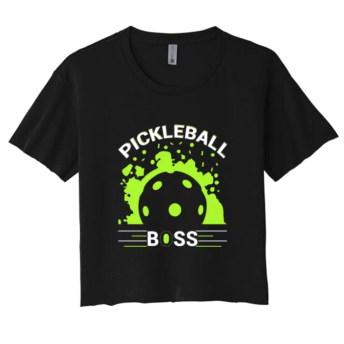 Pickleball Boss Paddles Sport Gift For Pickleball Team Women's Crop Top Tee